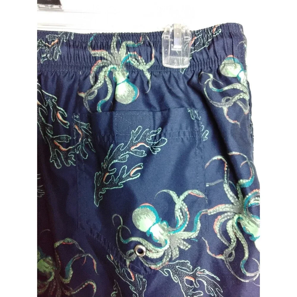 Lands End Men’s Swim Trunks Suit  Size Large With Octopus Drawstring Pockets